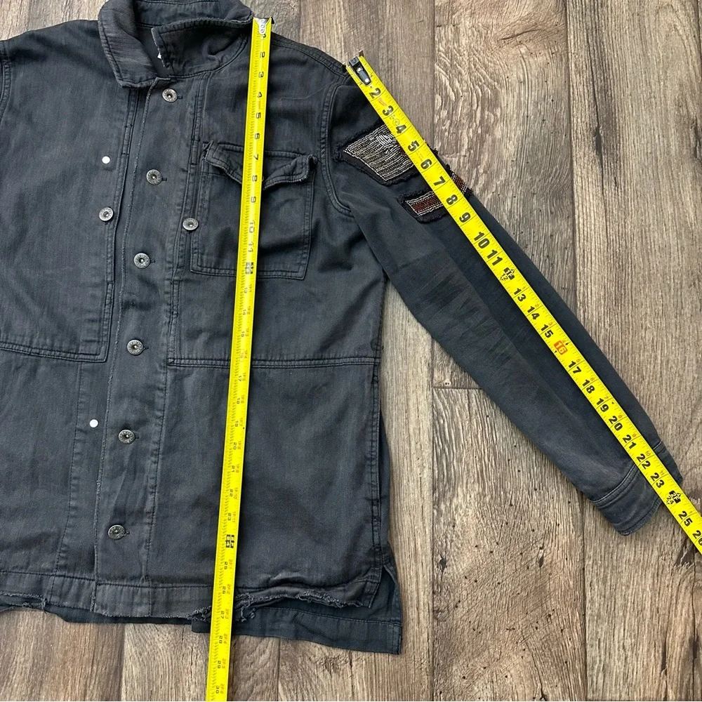 Free People Black Sequin Military Epaulet style jacket women’s size M - Picture 12 of 12